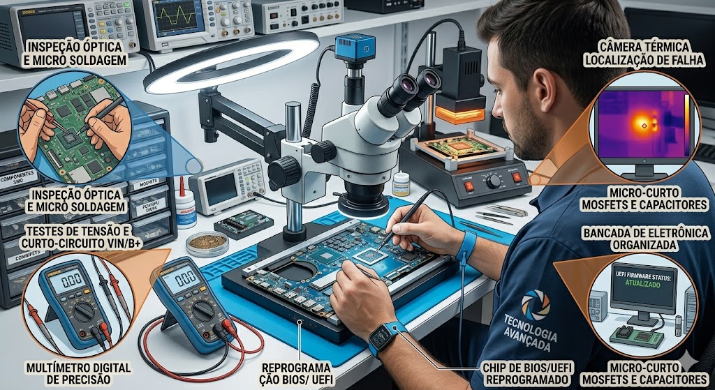 Conserto de Placa-mãe de Notebook